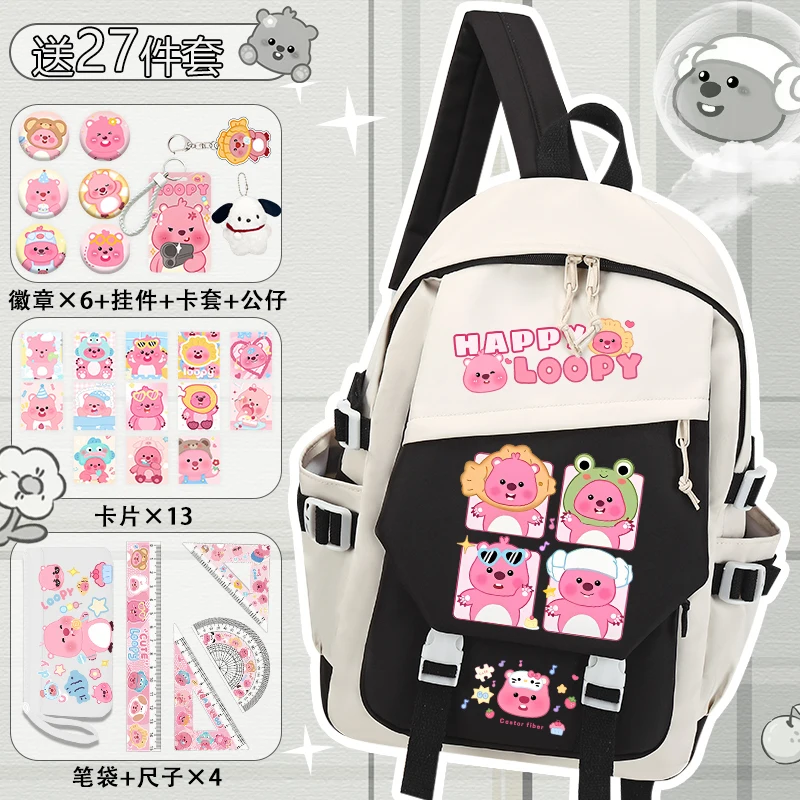 

Miniso Little Beaver Ruby Backpack Women's Cute Fashion Print Large Capacity Lightweight Backpack School Backpack 27 Pieces Set