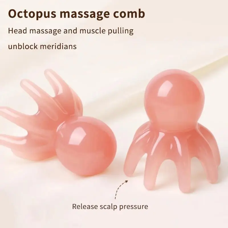 Peigne de massage du cuir chevelu en résine rose, 1/2 pièces, avec fonction anti-stress et déblocage des méridiens, parfait pour les soins capillaires quotidiens à domicile