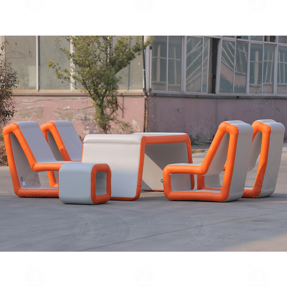 Inflatable Chair Set Weatherproof Inflatable Lounge Chairs with Table Modern Inflatable Outdoor Chairs for Party