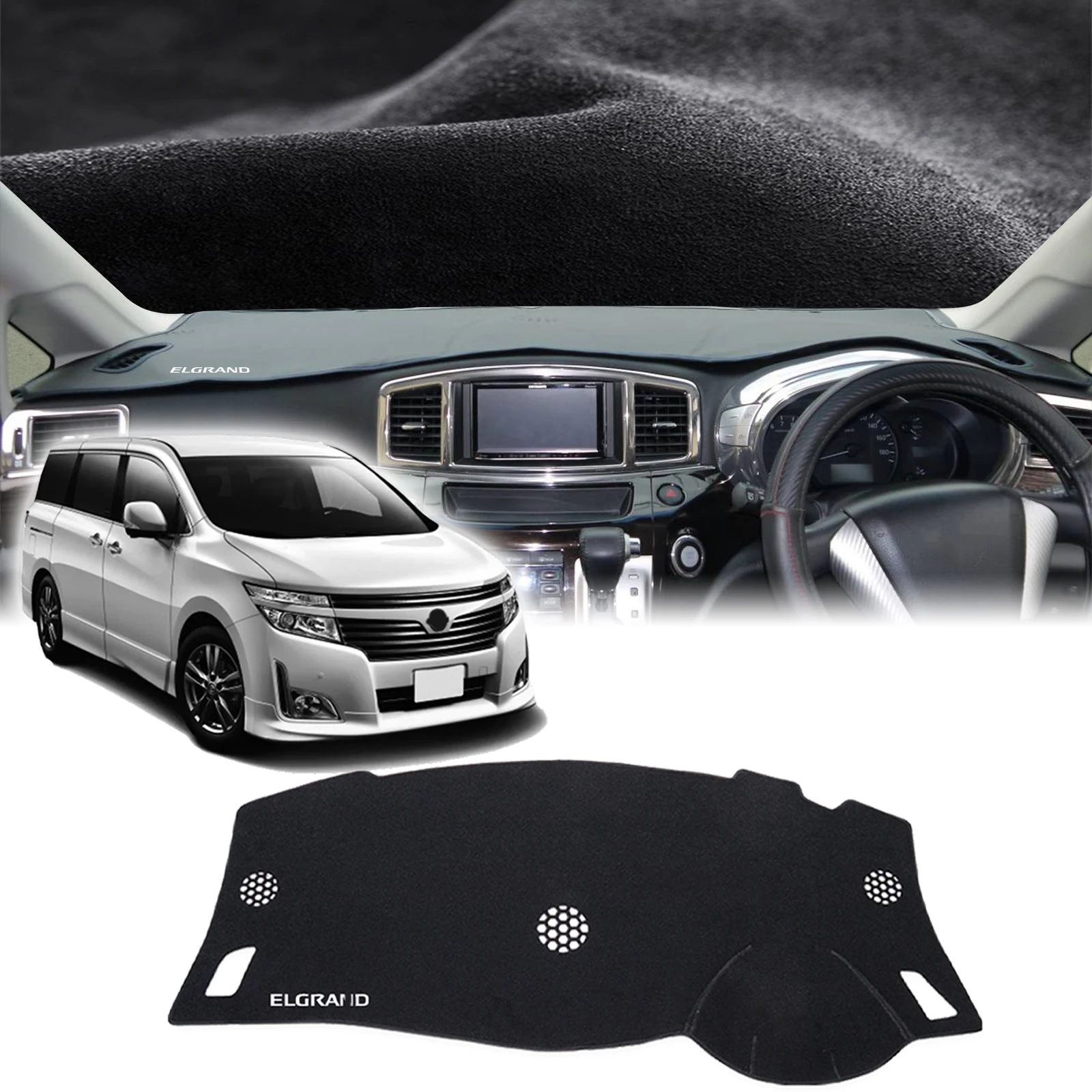 

fit for Nissan Elgrand E52 white logo RHD Car Accessories Dashmat Dashboard Cover PadProtective Carpet DashMat Sunshade