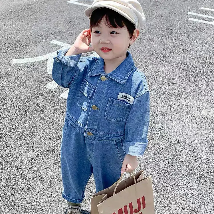 Fashion Autumn Baby Clothes Set Girl Denim Romper Boys Jumpsuit Newborn Clothing Girls Outfit Infant Cartoon Overall Pants