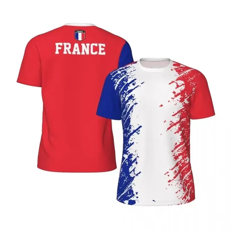2026 France Flag 3D Printed Men's Short Sleeve Casual T-Shirt with Round Neck for Summer Sports and Fitness Activities