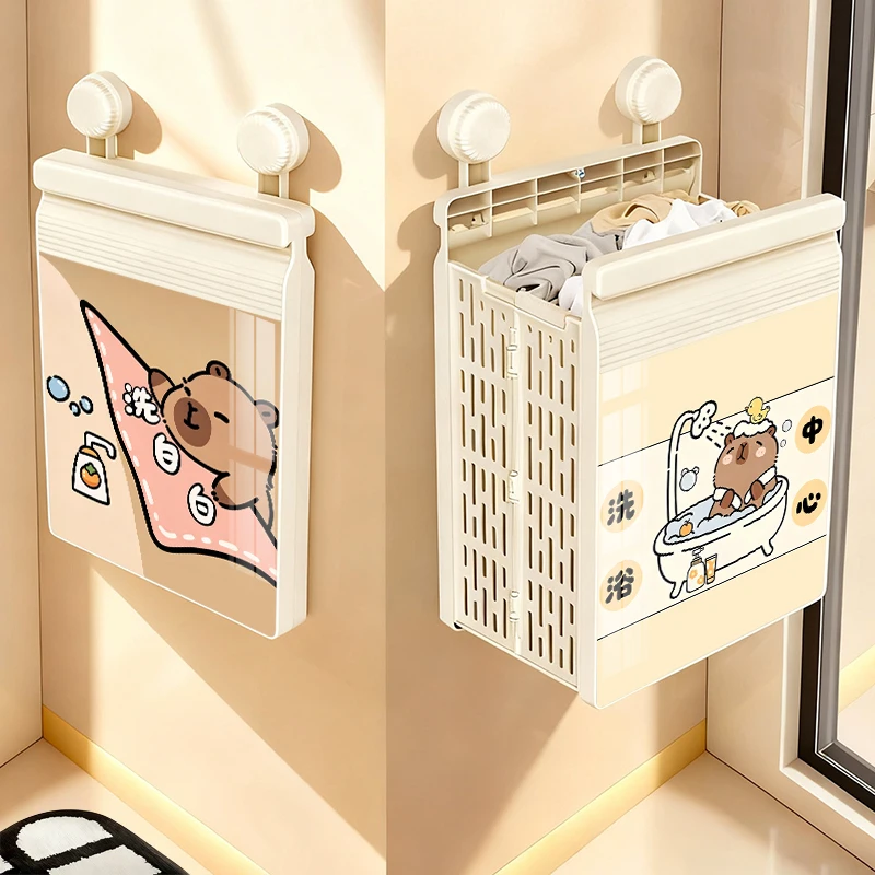 bathroom-suction-cup-dirty-laundry-basket-clothes-storage-organizer-cute-cartoon-style-stackable-wall-mounted-basket