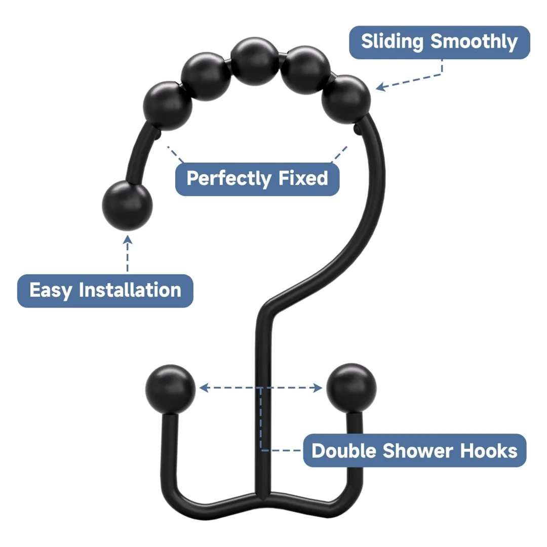 Black Stainless Steel Shower Hooks 2