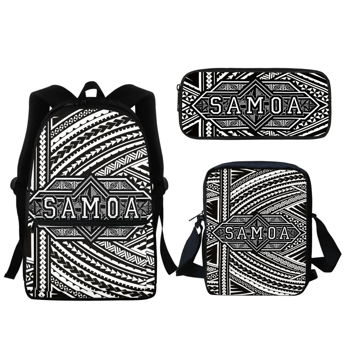 

Vintage Polynesian Samoa Designer Fashion Backpack Boys Girls Large Capacity Zipper School Bag Lunch Small Satchel Pencil Bag