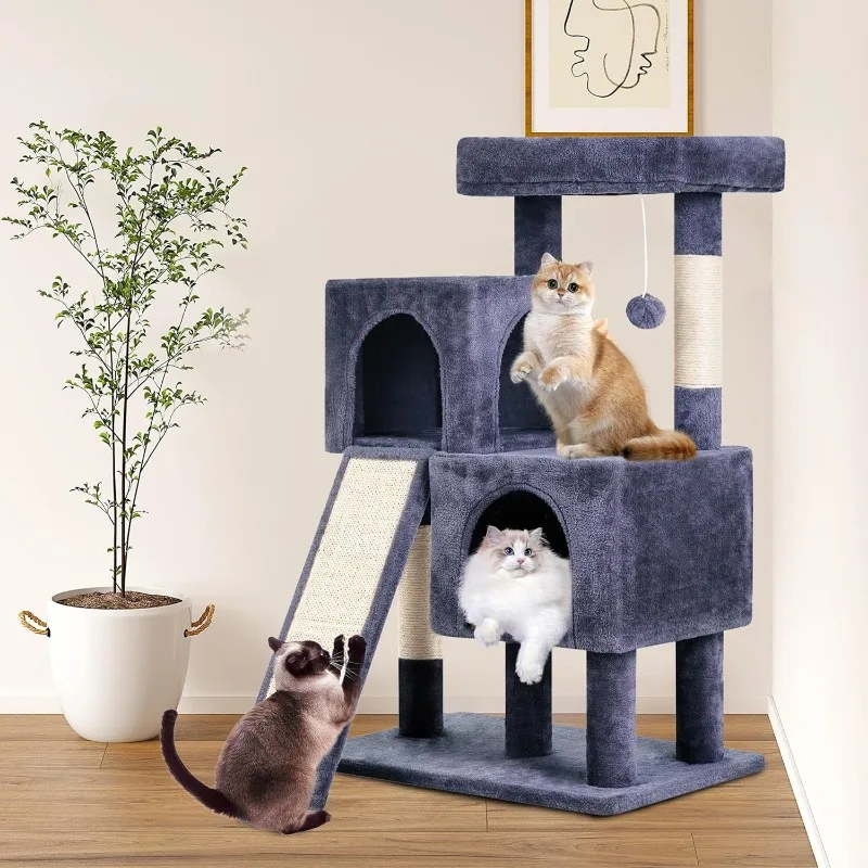 Cat Tree for Indoor Cats 36 Inches Cat Tower Multi-Level Indoor Cat Play Condo House with Scratching Posts, Spacious