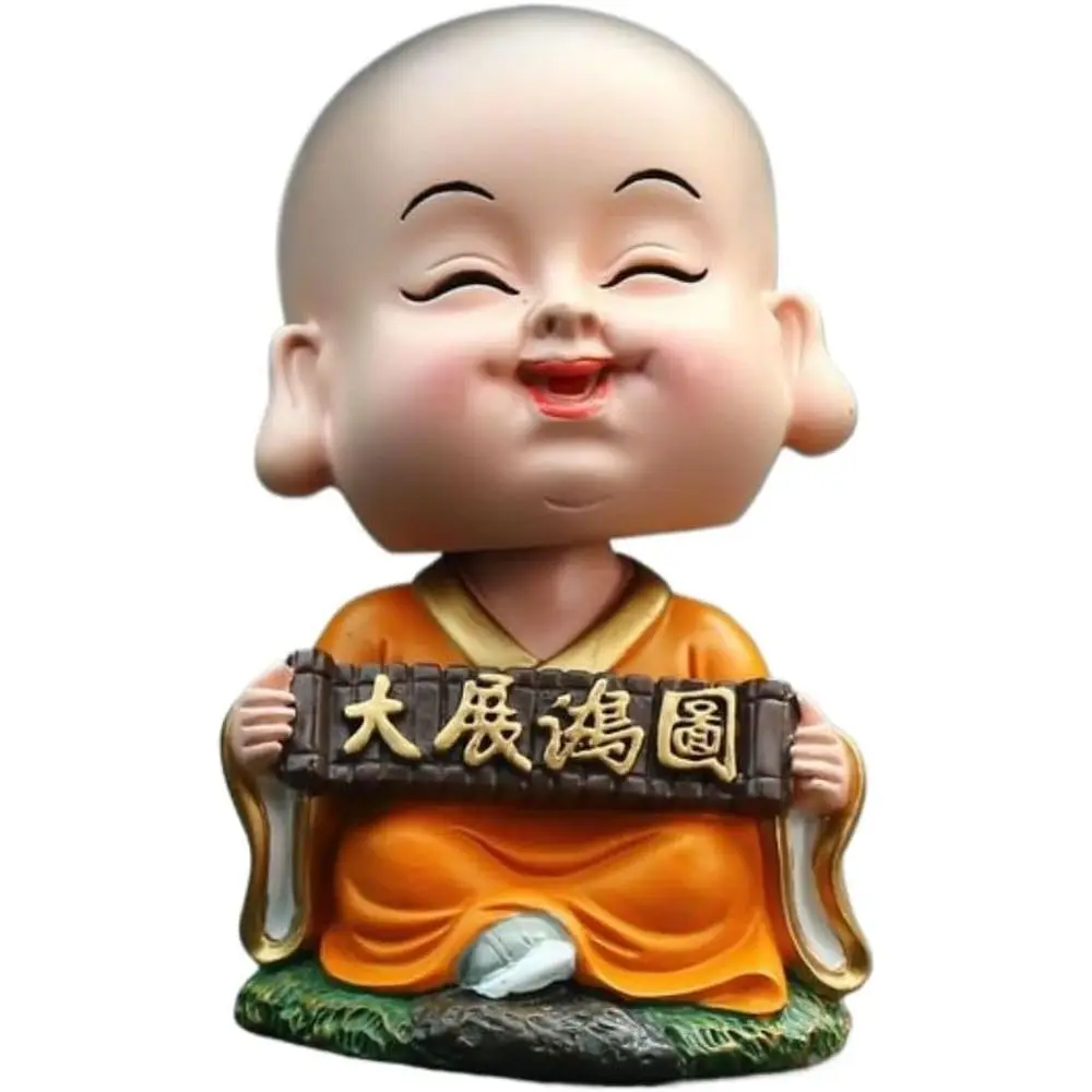 

Calm Wobble Head Little Monk Car Ornament - Cute Interior Decor for Men & Women