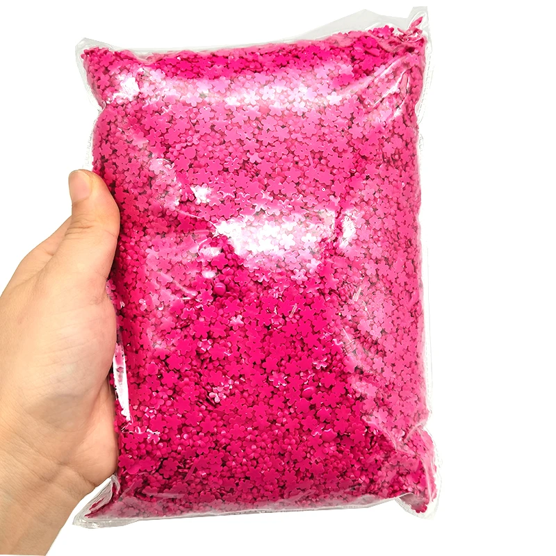 Abalorios de flores acrílicas para decoración de uñas, abalorios de acero para decoración de uñas, 500g, a granel