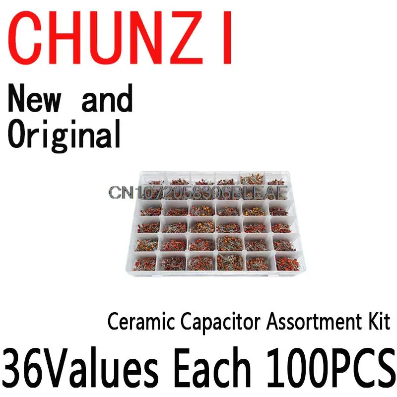 3600PCS Ceramic Capacitor Assortment Kit 10PF 22PF 33PF 47PF 100PF 330PF 470PF 1NF 10NF 47NF Capacitors Set 50V 1PF-100nF