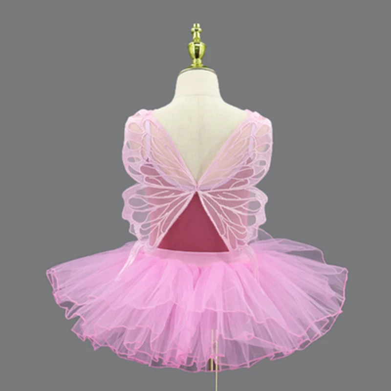 Children's ballet dance costume Girl's Chinese dance practice costume Ballet gauze skirt halter butterfly gymnastics costume