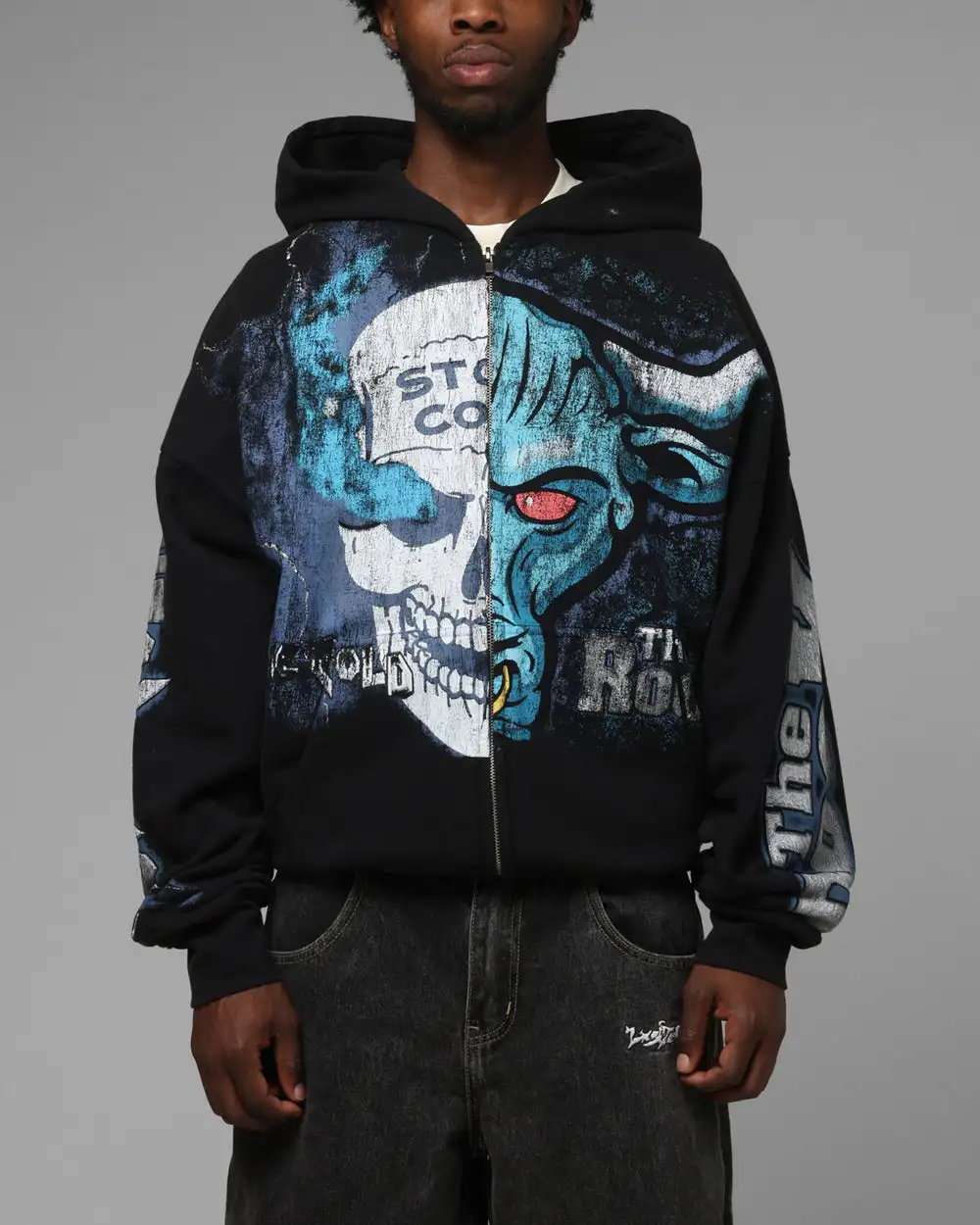 Stone Cold Beef Vintage Zip Hoodie Y2k Grunge Streetwear Harajuku Sweatshirt Tops Oversized Jackets Casual Men Clothing