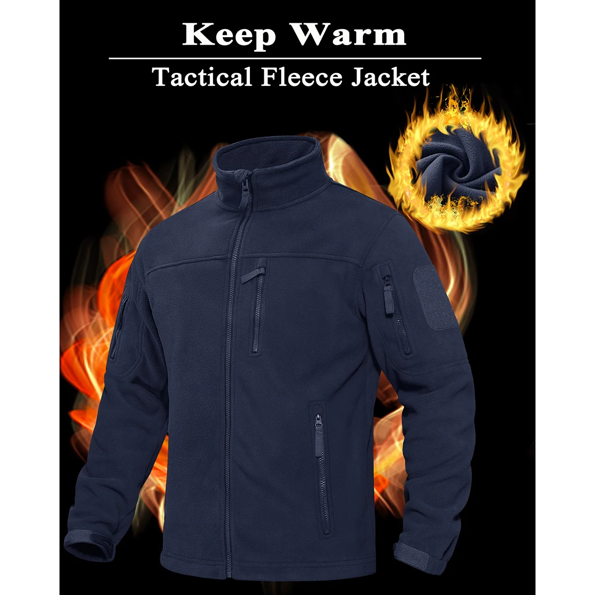 TACVASEN Men's Fleece Jacket Soft Warmth Windproof Full Zip Up Coat Multiple Zipper Pockets Hiking Working Outdoors Windbreaker 48 S2bae070a3d4f42cab1948f3856a6affen