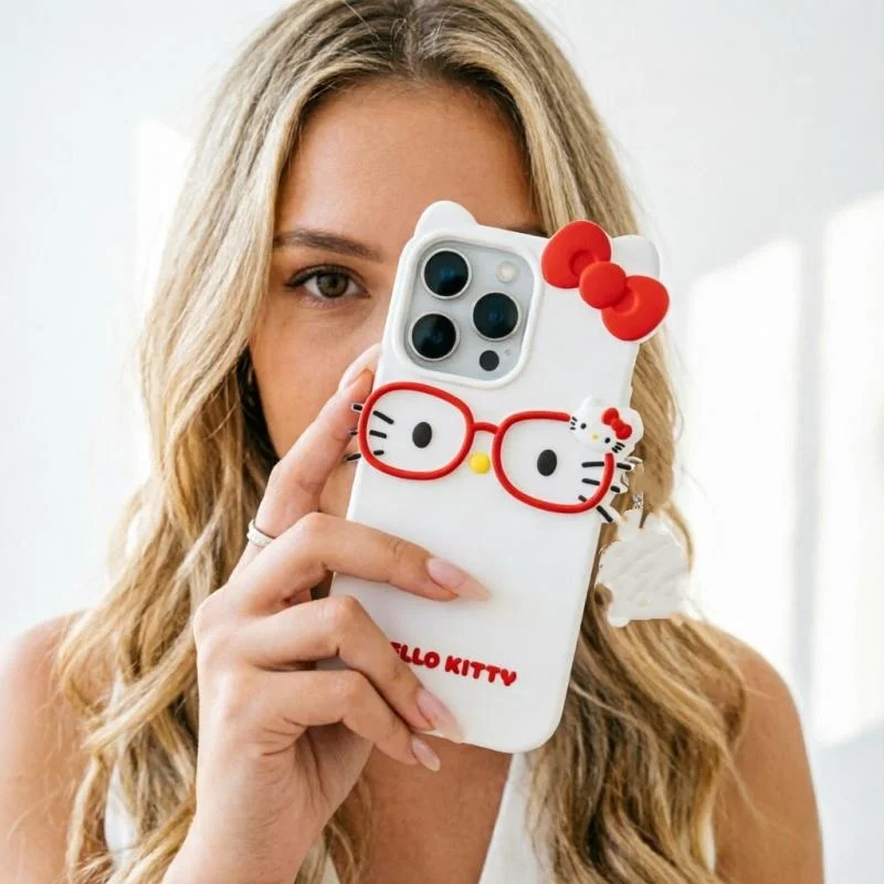 New Creative Anime Pattern Cat 3D Glasses Cat Silicone Phone Case for iPhone 17 Pro Max 16 15 Plus 14 13 Soft Case Girls Gift