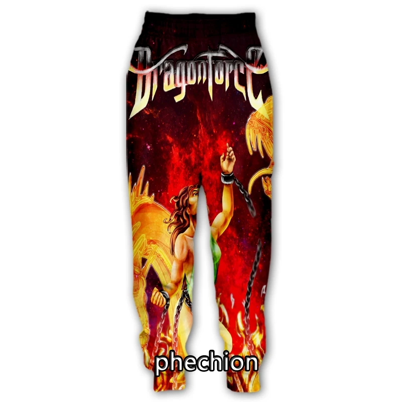 

phechion Men/Women Dragonforce Band 3D Printed Casual Pants Fashion Streetwear Men Loose Sporting Long Trousers F36