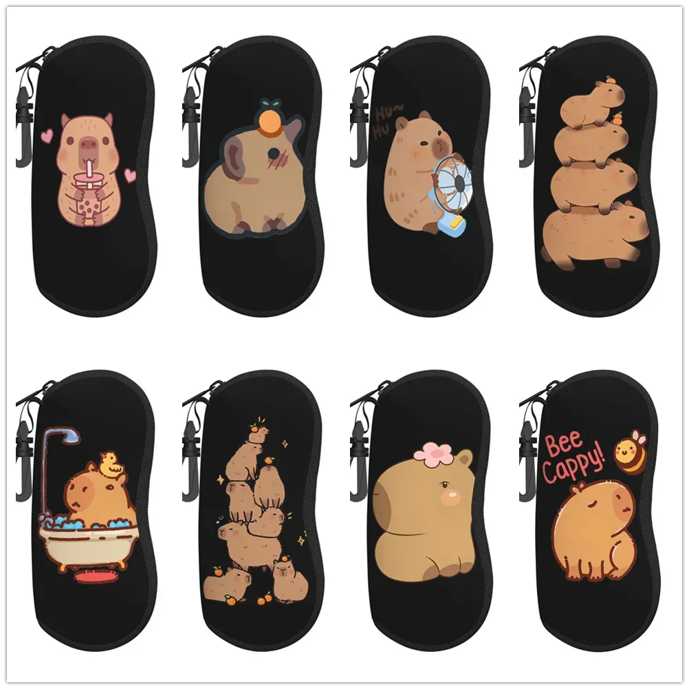 

Cute Capybara cartoon Funny Animal Glasses case Printed zipper soft case glasses bag suitable for glasses makeup brush bag