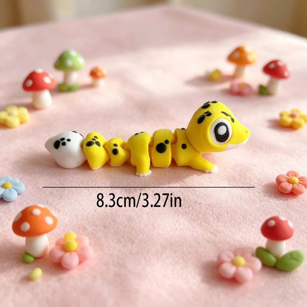 Adorable And Cute 3d Printed Yellow Leopard Print Gecko Model Plastic Desk Decor Sculpture Ornament Holiday Gift