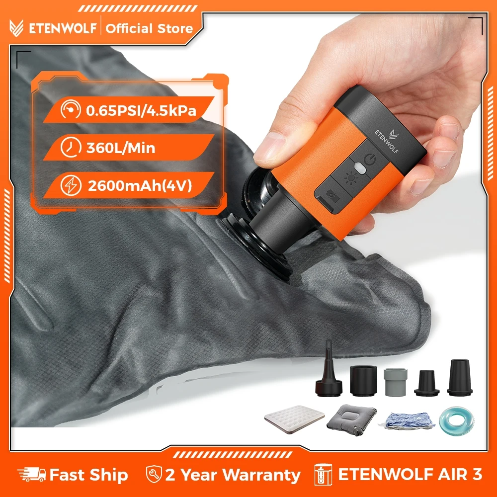 

New ETENWOLF AIR 3 Small Electric Air Pump Camping Light 2600mAh Wireless Outdoor Pump Air Mattress Pool Floats Sleeping Pads