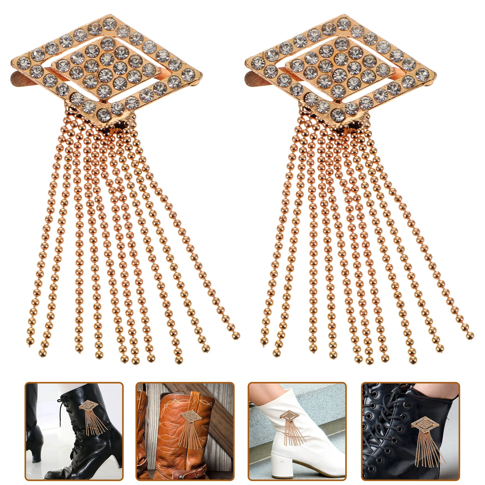 

2Pcs Tassel Decorations Crystal Rhinestones Boot Chains Shoe Gifts for All