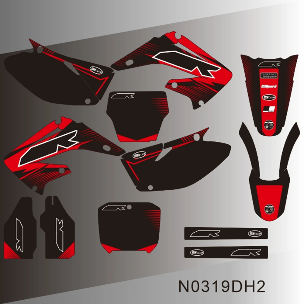 Adesivi Grafici Personalizzati per Moto HONDA CR125 CR250 CR 125 CR 250 2002-2012, Sfondo con Numero e Nome Personalizzati N0319DH