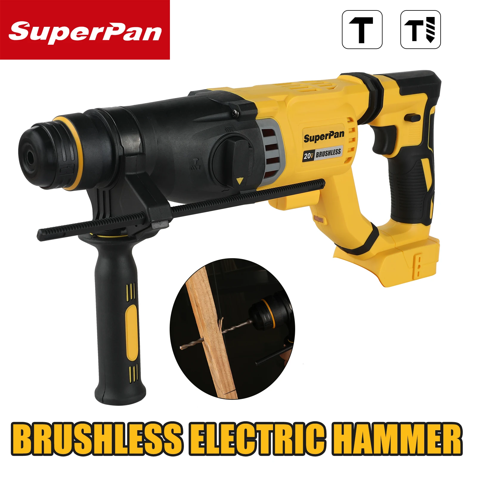 

Superpan DCH263 Brushless 20V Wireless Hammer – SDS D-Handle Electric Drill for Concrete Wall Holes