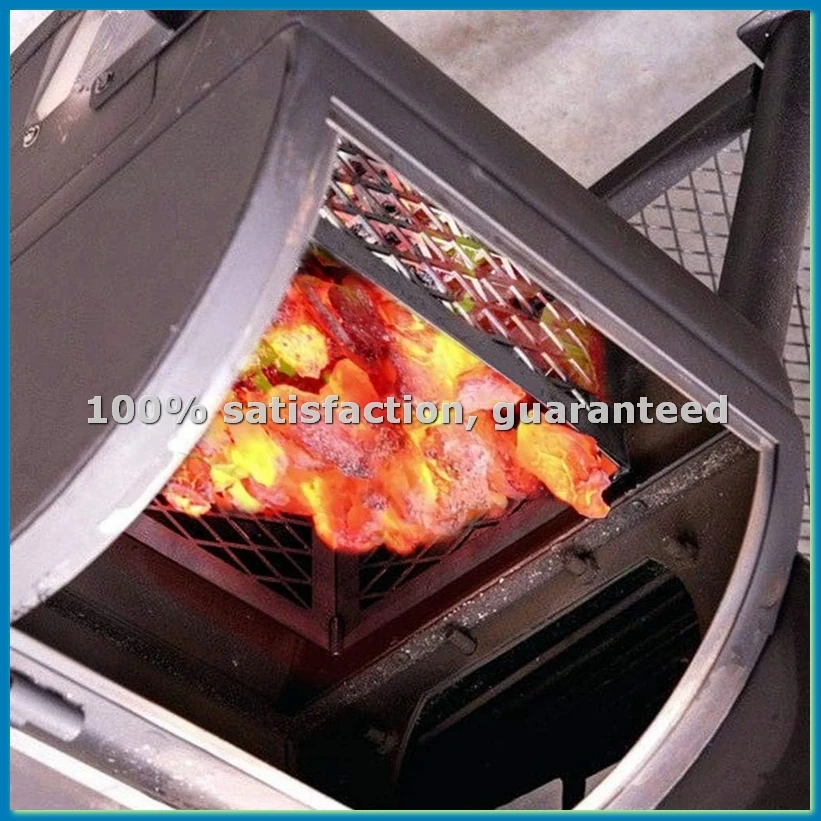 Silver 5279338P04 Stainless Steel Offset Smoker Charcoal Firebox Basket, Silver Charcoal Basket, Firebox Basket-AT35