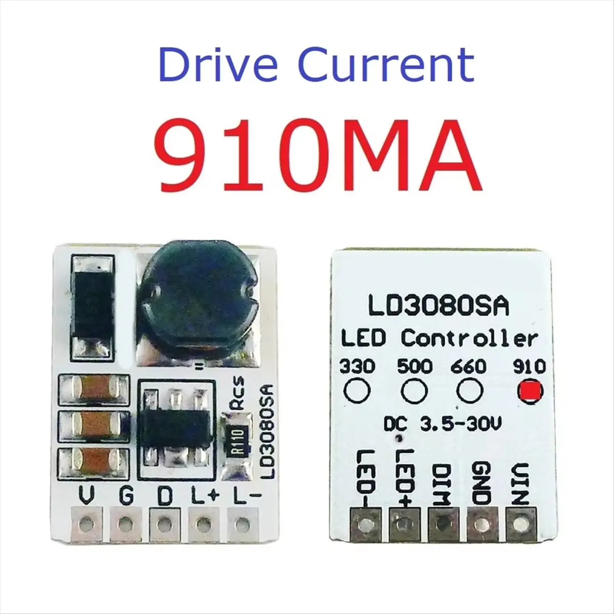 A40I LD3080SA 20W DC 3.5-30V Step-Down HB LED Driver Module DC-DC Constant Current Module for Flashlight Headlight 910MA view 3