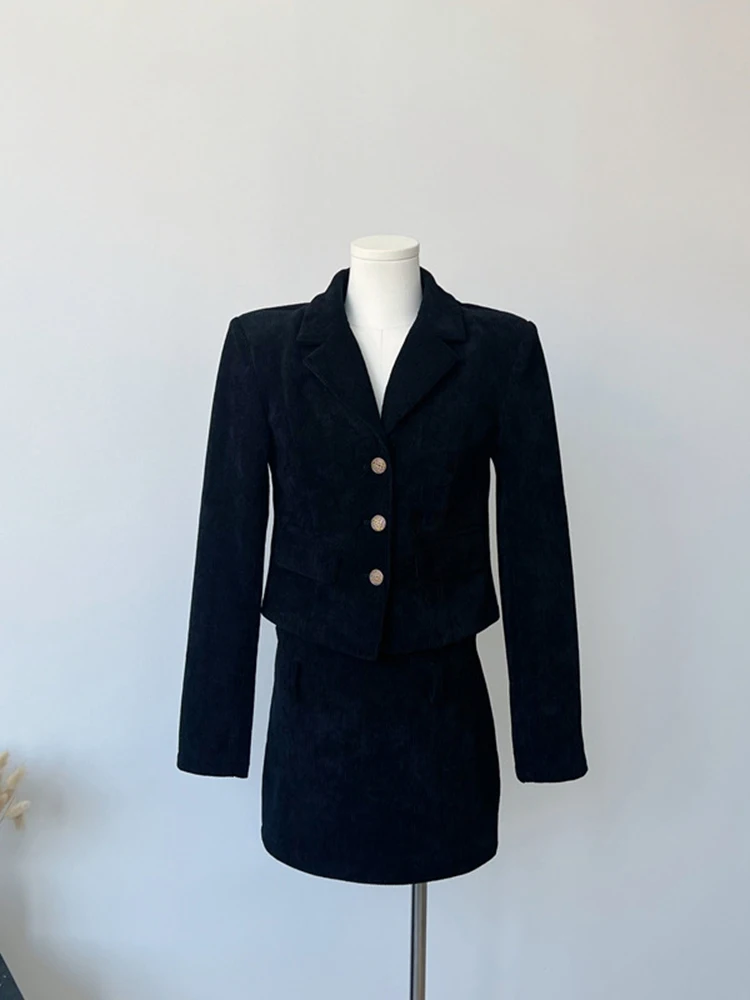 Sunoneone-Ensemble de petit parfum pour femme, manteau trempé à fouet avancé, jupe anti-âge, tempérament, mode, automne, hiver, 2024