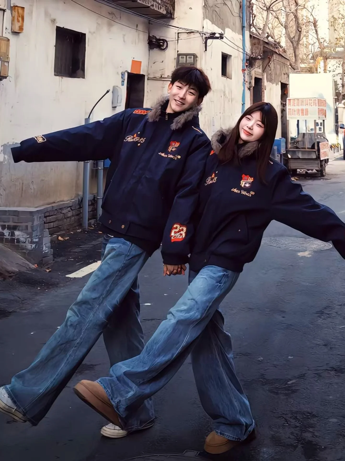 

Trendy American Sle Parka Coat for Men with Fur Collar And Embroidery Winter Cotton Jaet High Street Bread Sle Outerwear