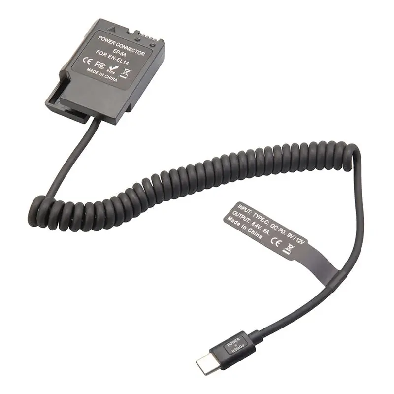 4X EL14 Dummy Coupler Battery Type-C Spring Cable For Nikon D3100 D3500 D5100 D5200 D5300 D5600 P7000 P7100 P7700 P7800