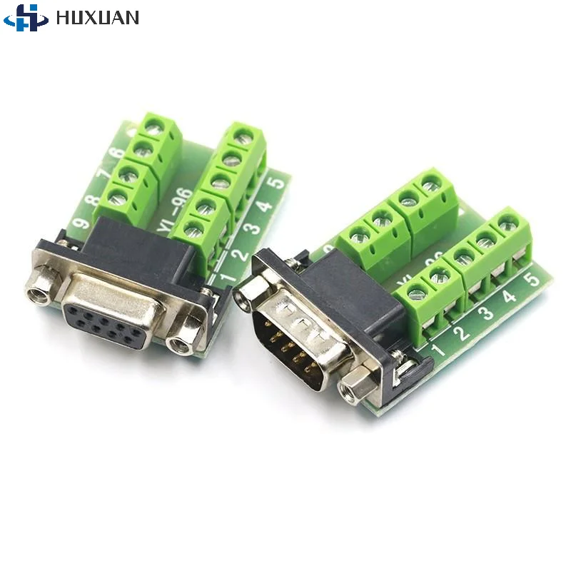 1Pcs DB9 Serial COM Transfer-free Solder Terminals RS232 Male Female Connector