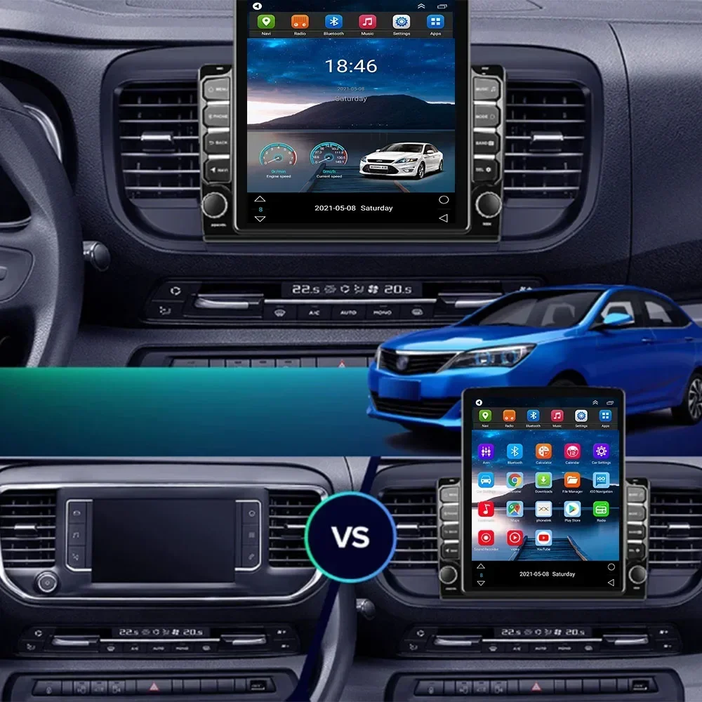 5G LTE Android 14 Tesla Vertical Screen Car Radio Stereo For Citroen Jumpy 3 SpaceTourer Peugeot Expert Toyota Proace 2016-2035