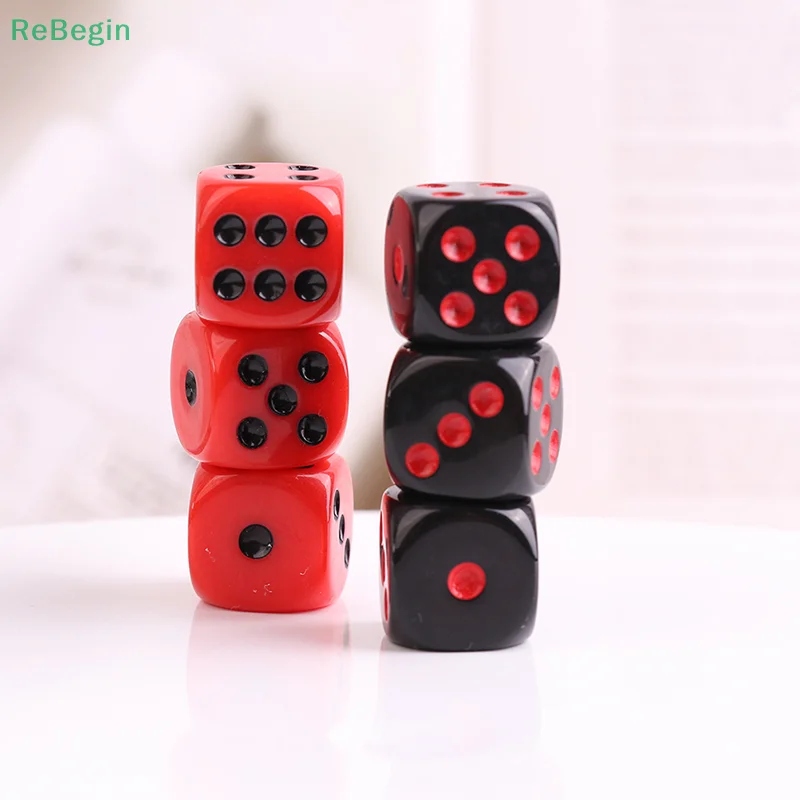 

10Pcs High Quality 16mm Red Black Six Sided Spot D6 Playing Games Dice Set Opaque Dice For Bar Pub Club Party Board Game