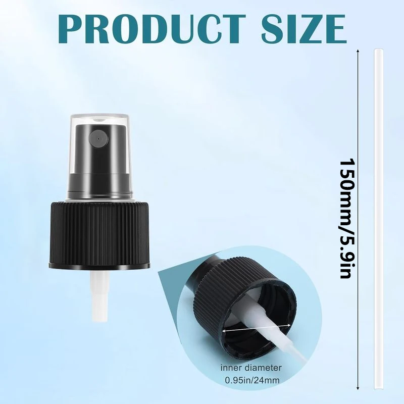10pcs Spray Bottle Tops, Spray Nozzle Replacements, 24/410 Fine Mist Spray Caps with 15cm Dip Tube, Plastic Sprayer Pump
