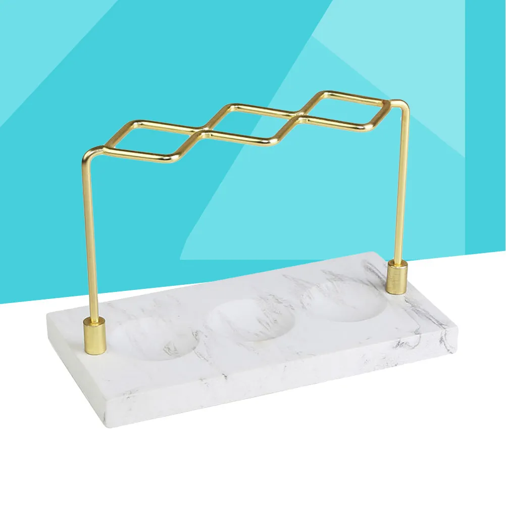 Marble Desktop Makeup Organizer 3-Compartment Sturdy Clear-View Storage Rack for Lipsticks Foundations Eyeshadows Brushes