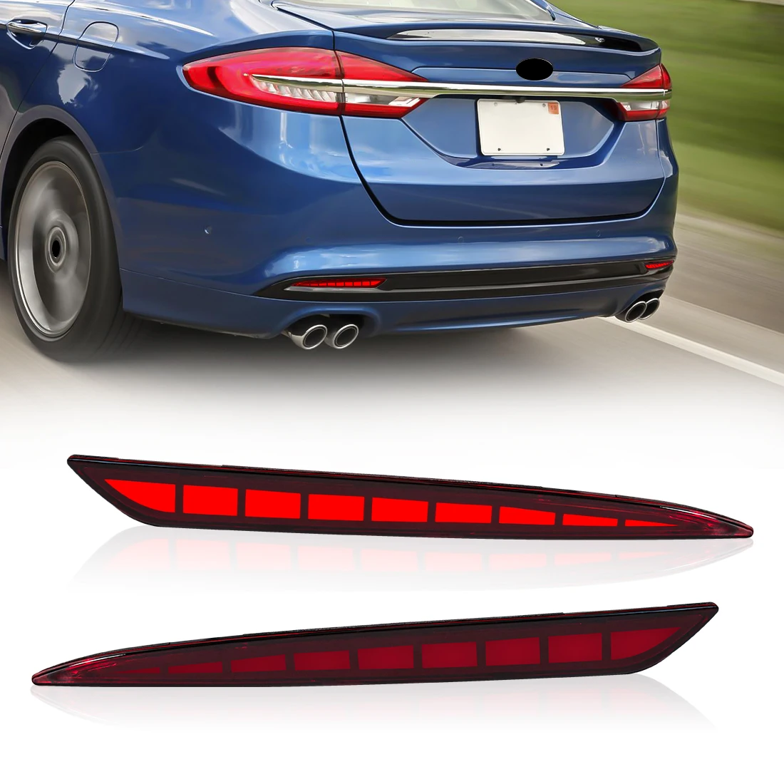 Car LED Rear Bumper Reflector Light Brake Warning Dynamic Turn Signal Lamp For Ford Mondeo Fusion 2013 2014 2015 2016 2017 2018