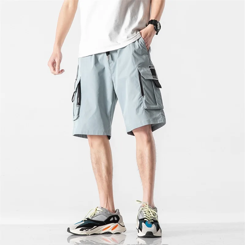 2023 Summer New Men Cargo Shorts Cotton Loose Solid Casual Straight Fashion Outdoor Sports Gym Jogger Short Cargo Pants For Men