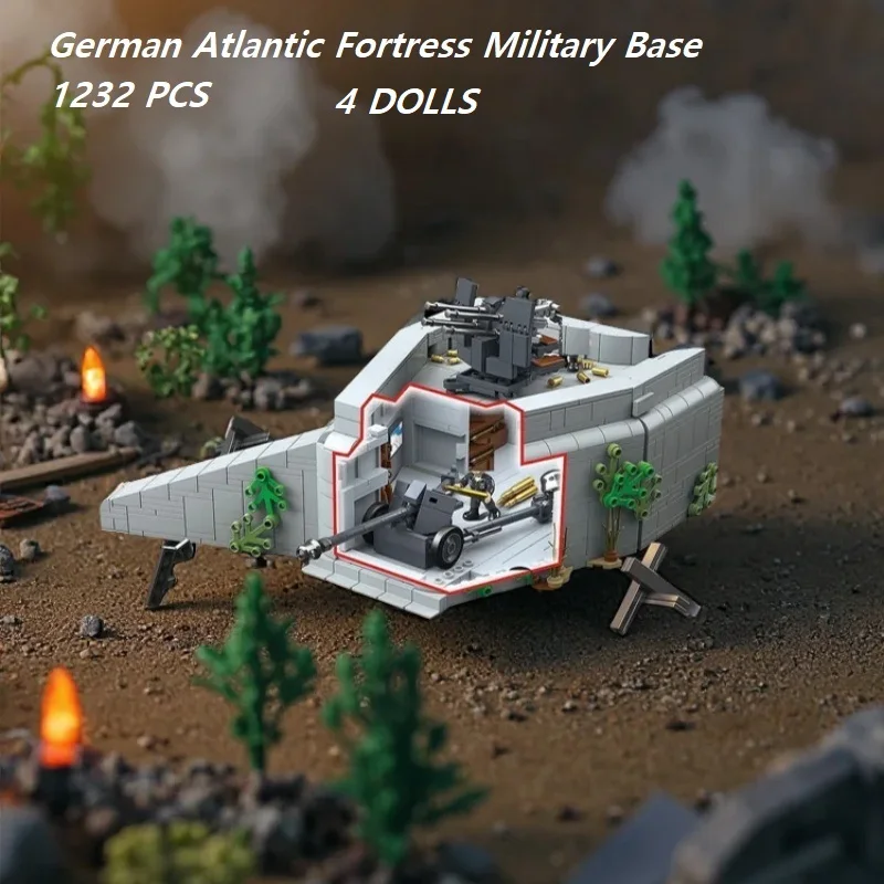 

1232pcs Building Blocks German Atlantic Fortress Military Base Architecture Model Bricks Assembly Educational Toys For Kids