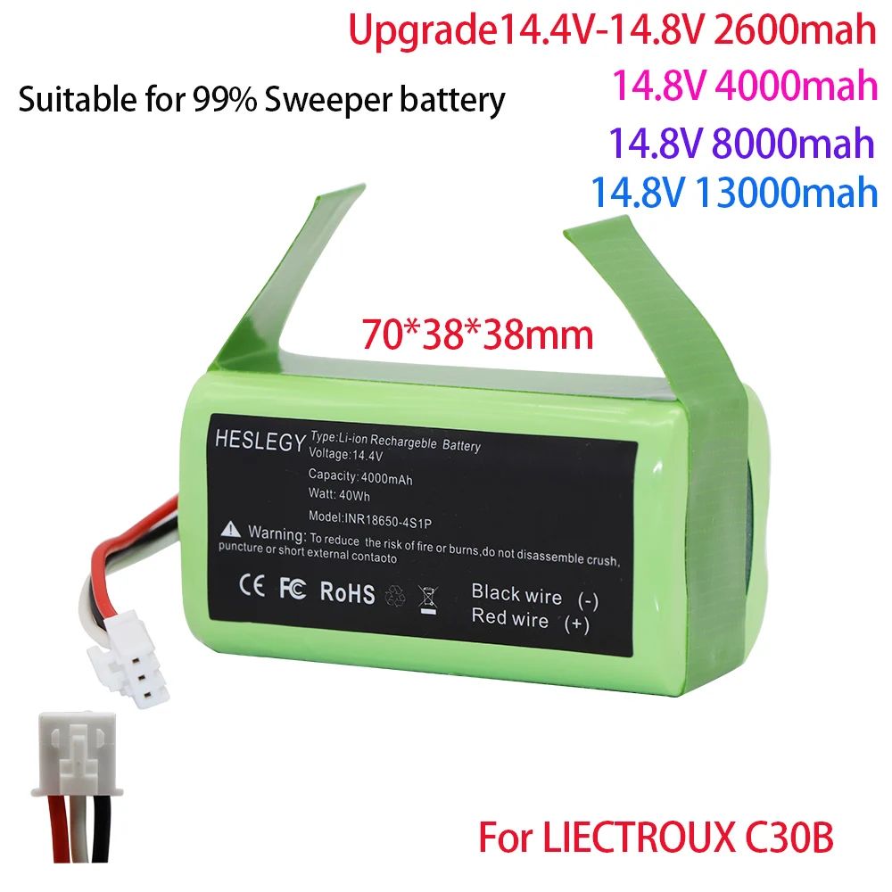 

Vacuum Cleaner battery 14.4V-14.8V 2600mah/13000maH High Capacity Original Battery for LIECTROUX C30B Robot Vacuum Cleaner 1PCS