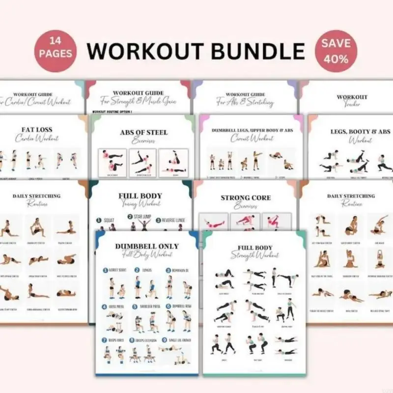 6Pcs Yoga Chair Exercise Charts 30 Day Chair Exercises Plan Poster Enduring 4XBB