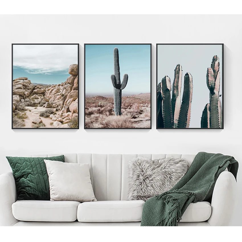 Print Canvas Painting Decorative Picture Home Decor Desert Cactus Canvas Poster Nordic Style Landscape Nature Tree Wall Art