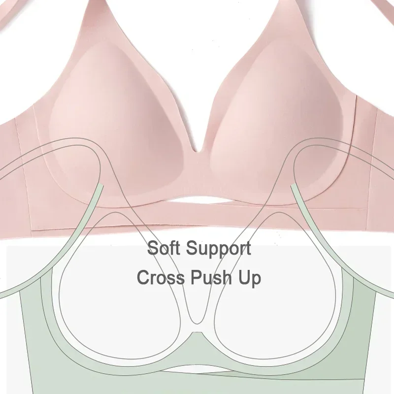 SUJIIN Sexy Bras Bralette for Small Breast Women Plunge Padded Wireless Seamless Push-up Bras Comfortable Fixed Cup Underwear Bh