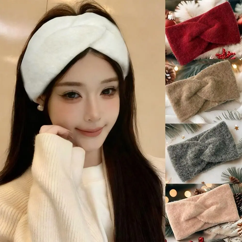 

New Elastic Winter Headband Knot Cross Woolen Knitting Warm Hair Band Non Slip Headwrap Winter Autumn