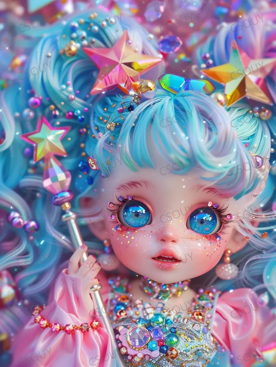 

Magical Wand Girl 100% Fairy Dust Diamond Painting Full Square Drill Crystal Cross Stitch Embroidery Mosaic Needlework Rhineston