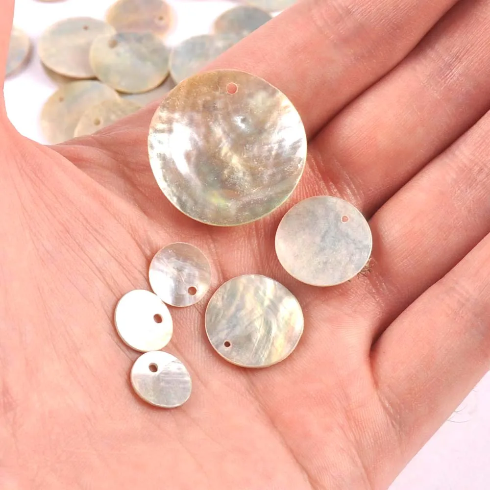 Unfinished Natural Round Shells Pendant DIY Scrapbooking Crafts Supplies Seashells Handmade Accessories Home Decor c3296