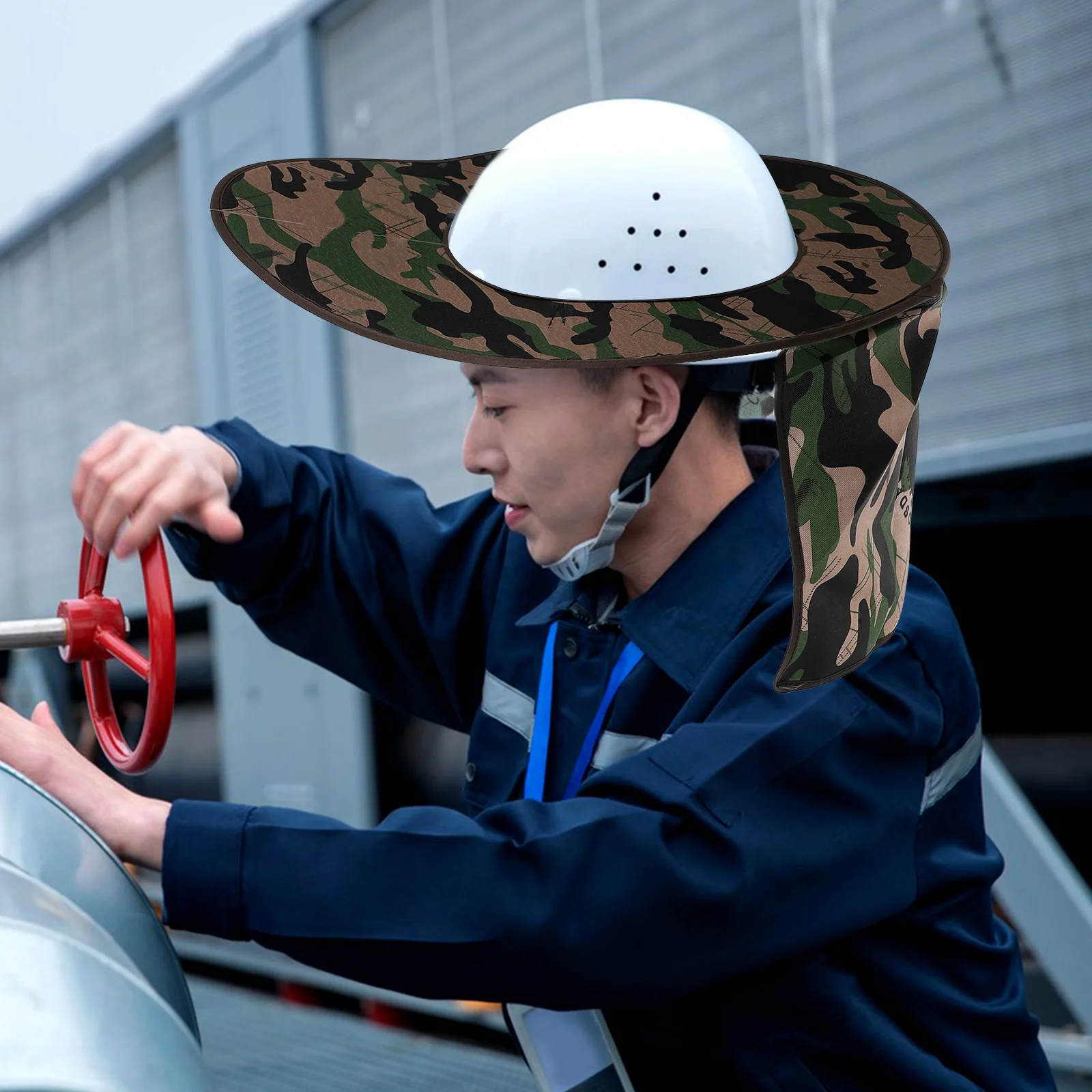 Pelindung Matahari Helm Kerja Model Lebar, Bernapas, dengan Penutup Leher yang Dapat Dilepas, Aksesoris Pelindung Matahari untuk Helm Kerja