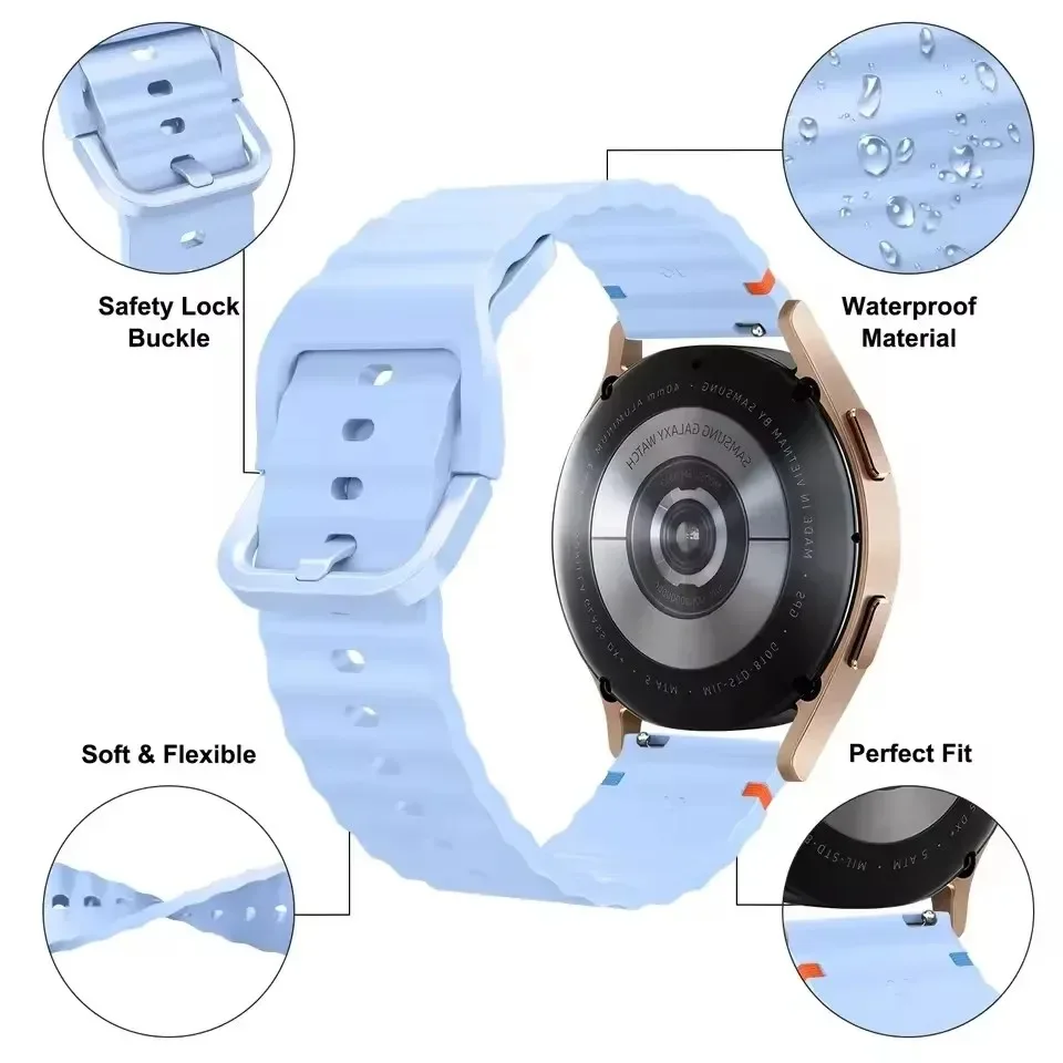 20 mm 22 mm Uhrenarmband für Huami Amazfit BALANCE Band GTR 4 2 2E GTR3 Pro/GTS 4/2 Mini GTS 3/Bip 3 Pro 4/5 Silikon-Wellenarmband – Detail 4
