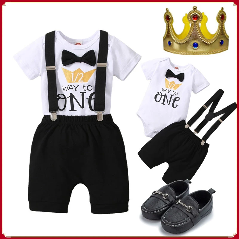 Mr Onederful 1/2 Birthday Cake Smash Outfit  Baby Clothes Set Newborn Photography Romper 0-18M Infant Toddler Photoshoot PP Pant