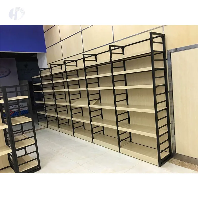 Rak Display Iklan Supermarket Pabrik Cina, Rak Toko Supermarket Kayu