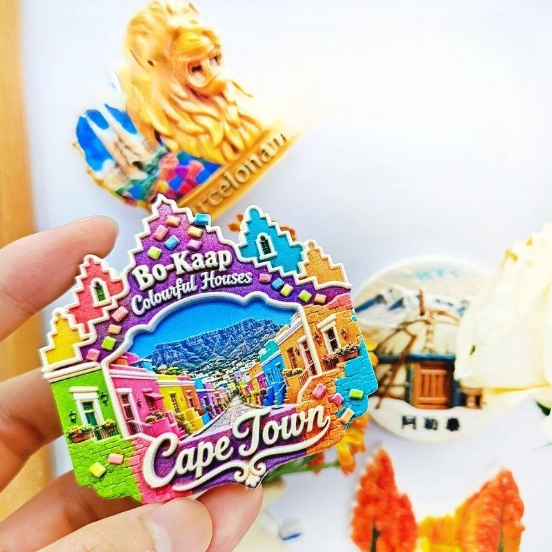 Cape Town Colorful Houses Fridge Magnet - Vibrant 3D South African Souvenir Unique African Travel Gift for Urban Mountain Decor