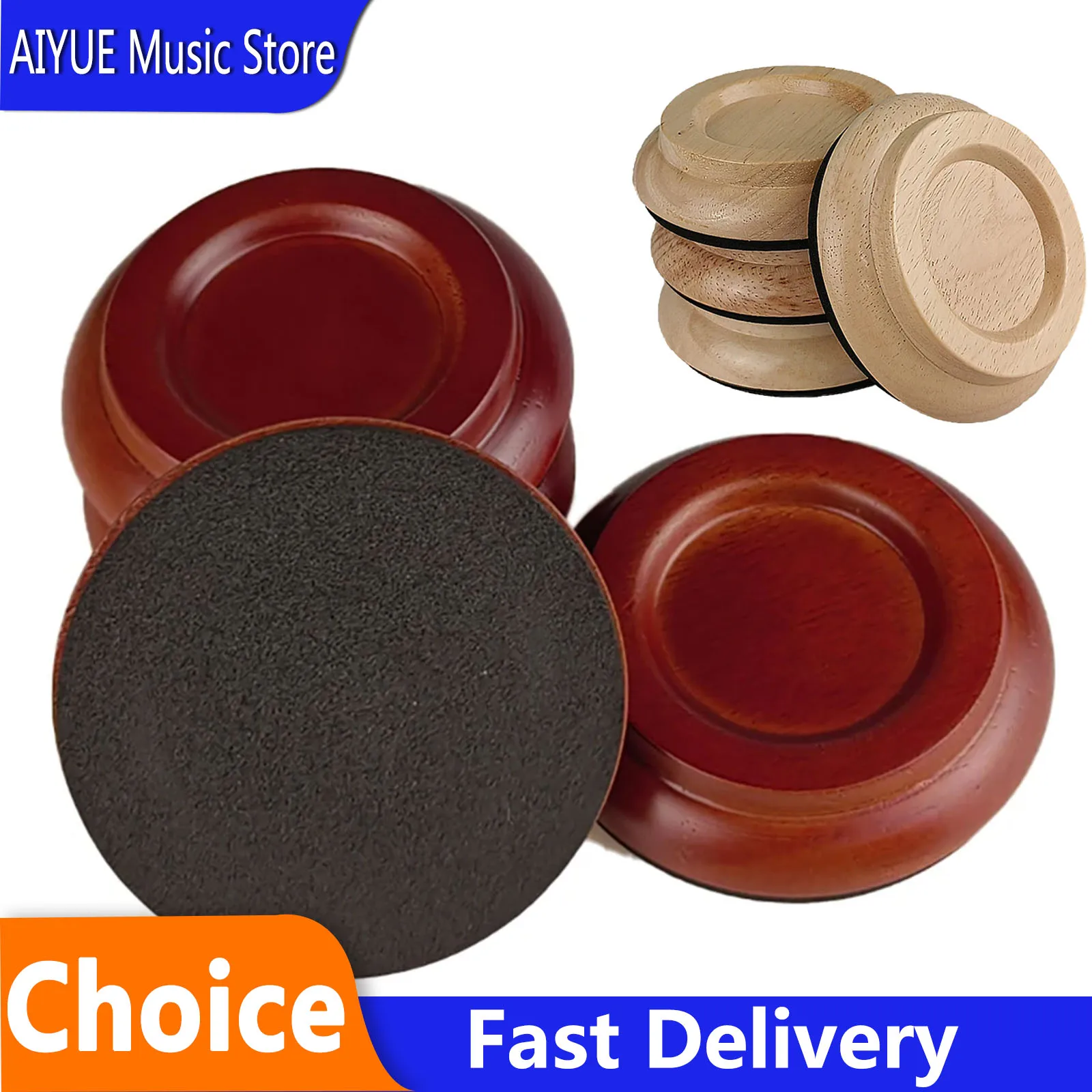 Solid Wood Vertical Piano Caster Cups Non Slip Soundproof Shockproof Moistureproof EVA Pads Brown Piano Floor Protector Mats